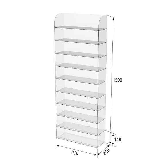 Подставка витрина EKOSTAR 10 полок 610х200х1500 Киев