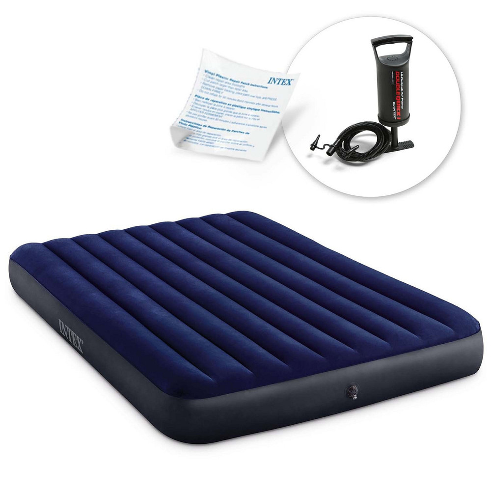 Матрац надувний Intex 64759 - 68612 з насосом 203 х 152 см, чорно-синій Київ - фото 2