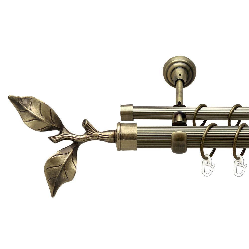 Карниз Orvit Листок Троянди металевий дворядний відкритий рифлена труба кільце металеве Антик 25\16 мм 160 см Львов - изображение 1