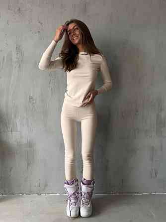 Жіночий повсякденний теплий термокостюм масло з утепленням Бежевий, 42 Одеса