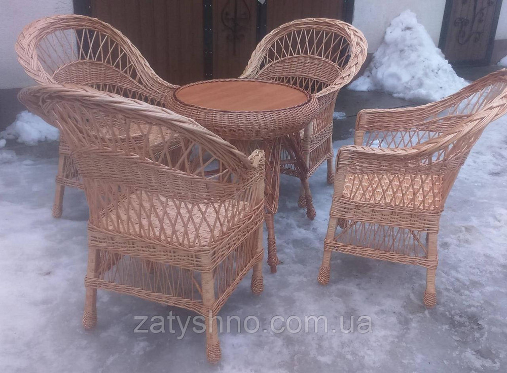 Меблі з лози на чотирьох із круглим столом Київ - фото 6