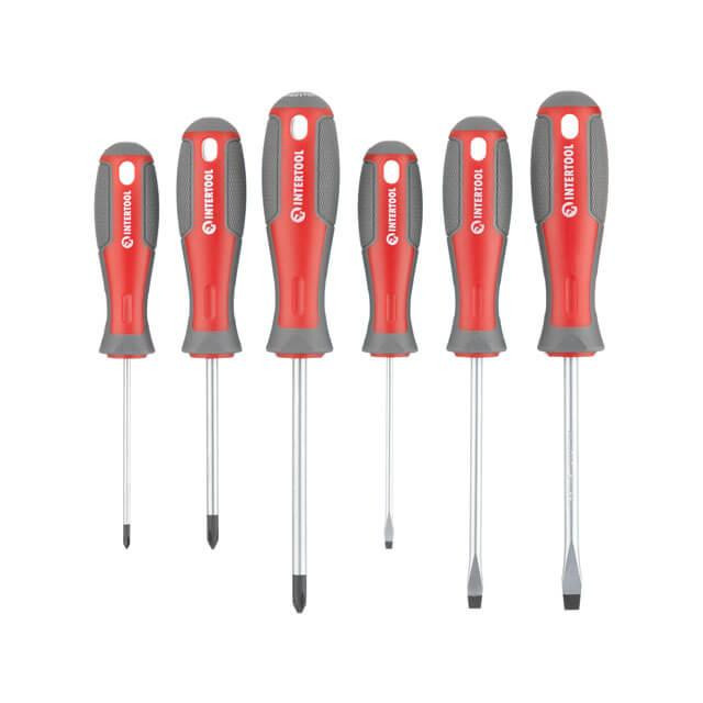 Набір викруток, 6 од., Cr-V, 75-100 мм (SL3, SL5, SL6, PH0, PH1, PH2) INTERTOOL VT-3346 Київ - фото 2