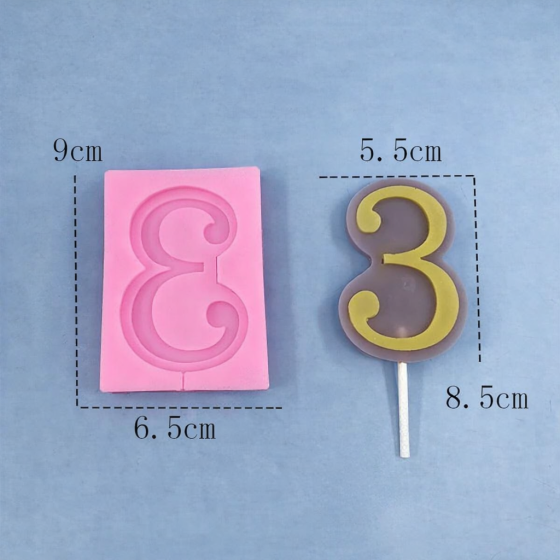 Молд силіконовий цифра 3 універсальний 90 на 65 мм рожевий Київ