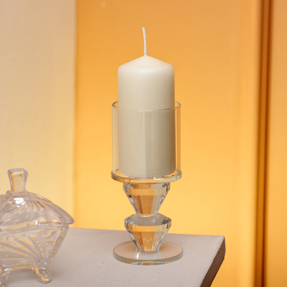 Підсвічник скляний 6×13.3 см на одну свічку підсвічник келих на ніжці декоративний прозорий HP-4-28M Коломия - фото 3