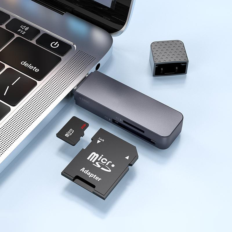 Картрідер HOCO HB45 Spirit 2-in-1 USB 3.0 card reader Metal Gray Одесса - изображение 6