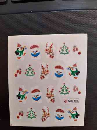 Наклейки на ногти новогодняя тематика - размер стикера 5*6см, инструкция есть в описании товара Киев