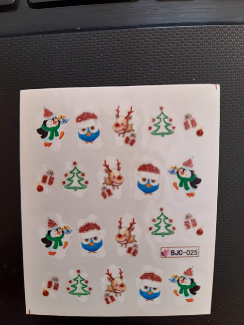 Наклейки на ногти новогодняя тематика - размер стикера 5*6см, инструкция есть в описании товара Киев - изображение 2