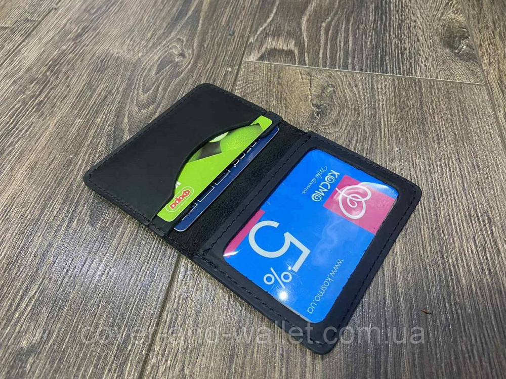 Чорна шкіряна обкладинка на ID паспорт та авто документи ST Leather Київ - фото 6