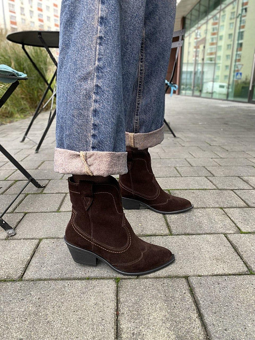 KATI SHOES Черевики жіночі демісезонні весна-осінь шоколадні, натуральна замша на підборах р. 3 Коломия - фото 6