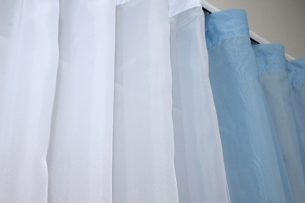 Кухонний комплект VR-Textil № 051к тюль і шторки з підв'язками блакитний з білим 280х170 см (52-0561) Київ - фото 4