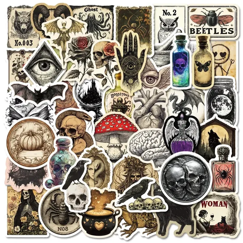 Набор готических наклеек 50 шт – магические, ведьминские и винтажные наклейки Киев - изображение 2