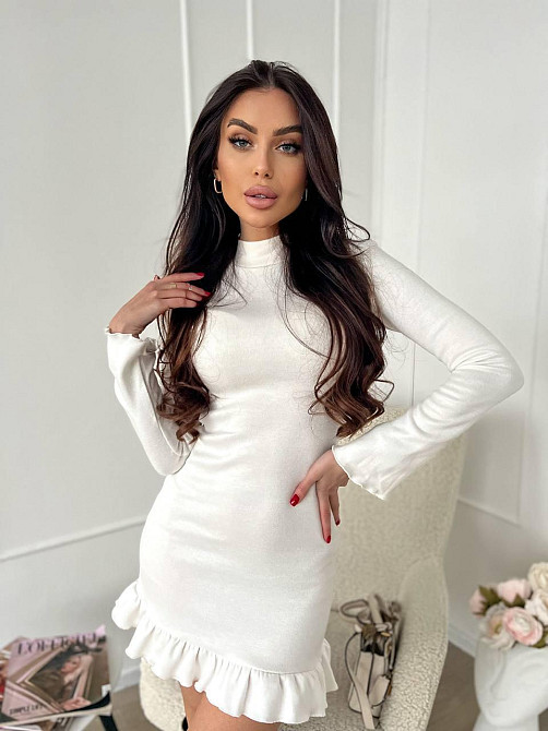 Женское трендовое теплое платье урецкое двухстороннее Ангора люкс Молочный, 46/48 Одесса - изображение 3