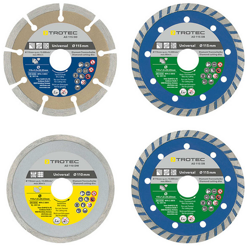Набор отрезных алмазных дисков Trotec 110/115х22.23х1.2 (4 шт) (6225001121) Винница - изображение 1