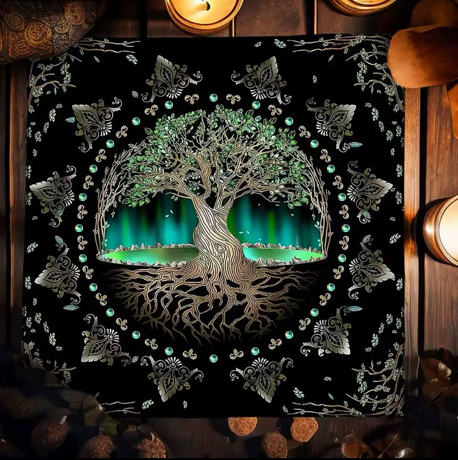 Алтарная скатерть для карт Таро и Рун. Скатерть для гадания 75*58 см. Древо жизни Киев - изображение 3