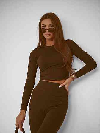 Женский стильный повседневный костюм из микродайвинга Шоколад, 46/48 Одесса