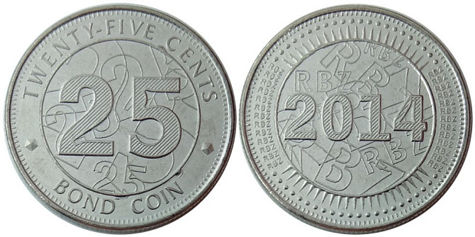 Zimbabwe colue — 25 Cents 2014 UNC Полтава - фото 1