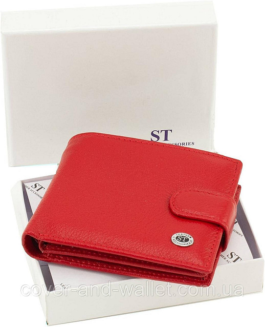 Компактний жіночий гаманець червоного кольору подвійного складання ST 34 Київ - фото 7