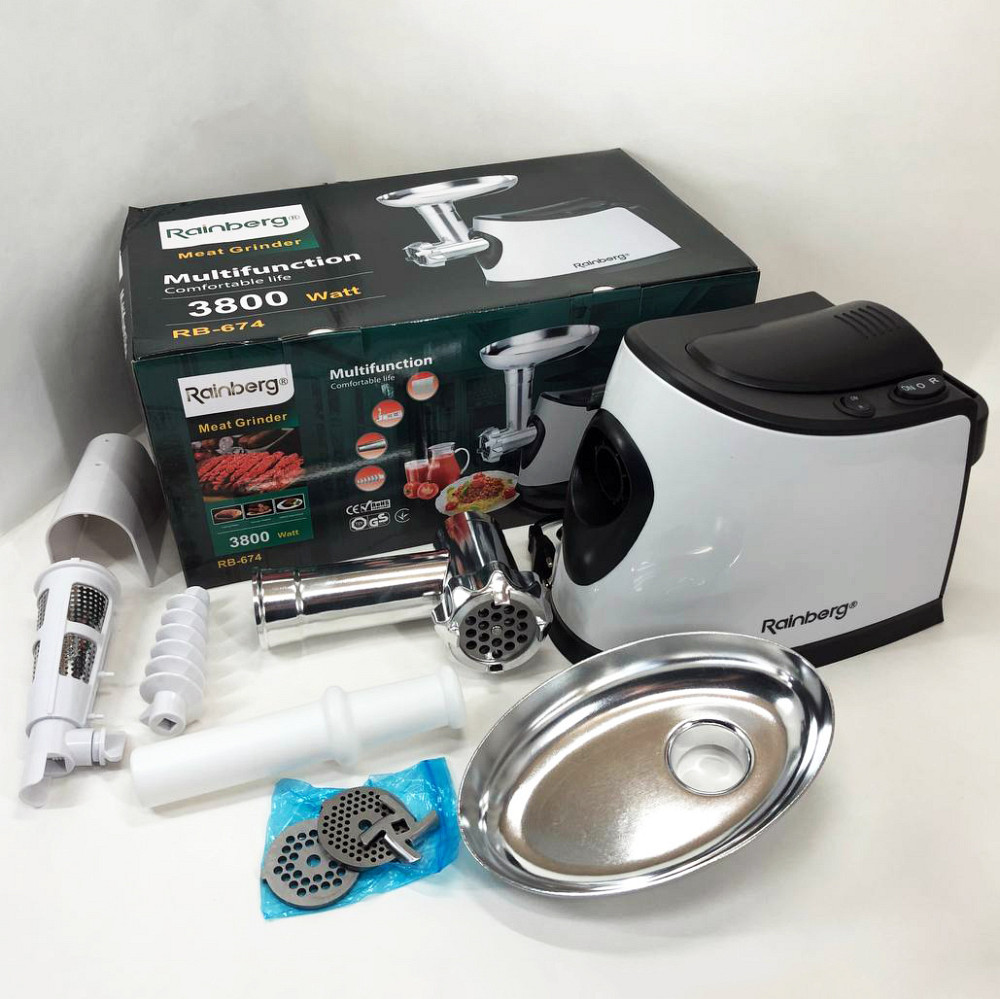 Электромясорубка с насадкой для колбасы Rainberg, Электрическая мясорубка с высокой мощностью ZW-61 Львов - изображение 17