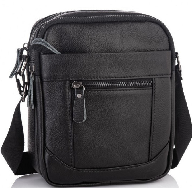 Чоловіча сумка-барсетка шкіряна через плече чорна Tiding Bag SK N5386 Кам'янське - фото 1