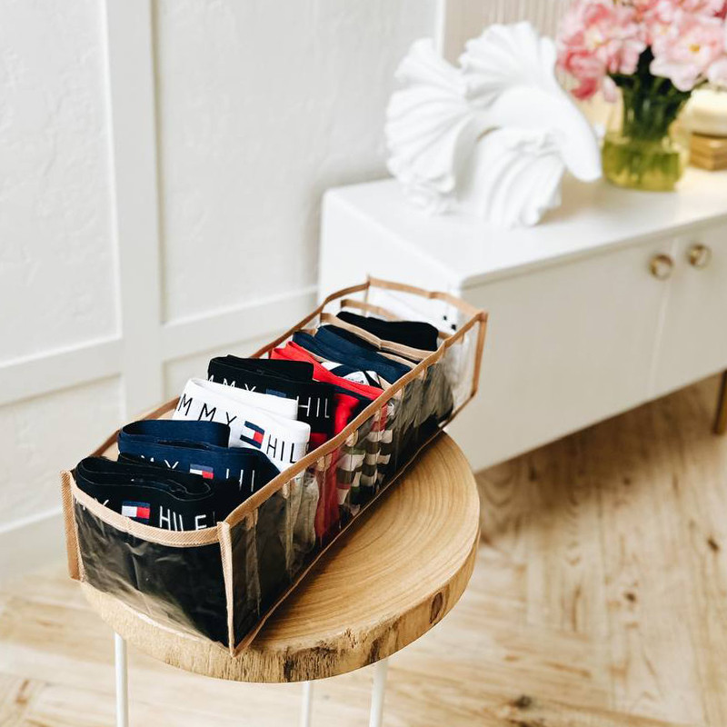 Прозрачный органайзер для трусиков и носков 10 ячеек S Pvh-s-beige (Бежевый) Сумы - изображение 1