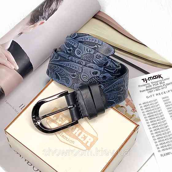 Женский кожаный ремень Leather Collection (7804) blue Киев