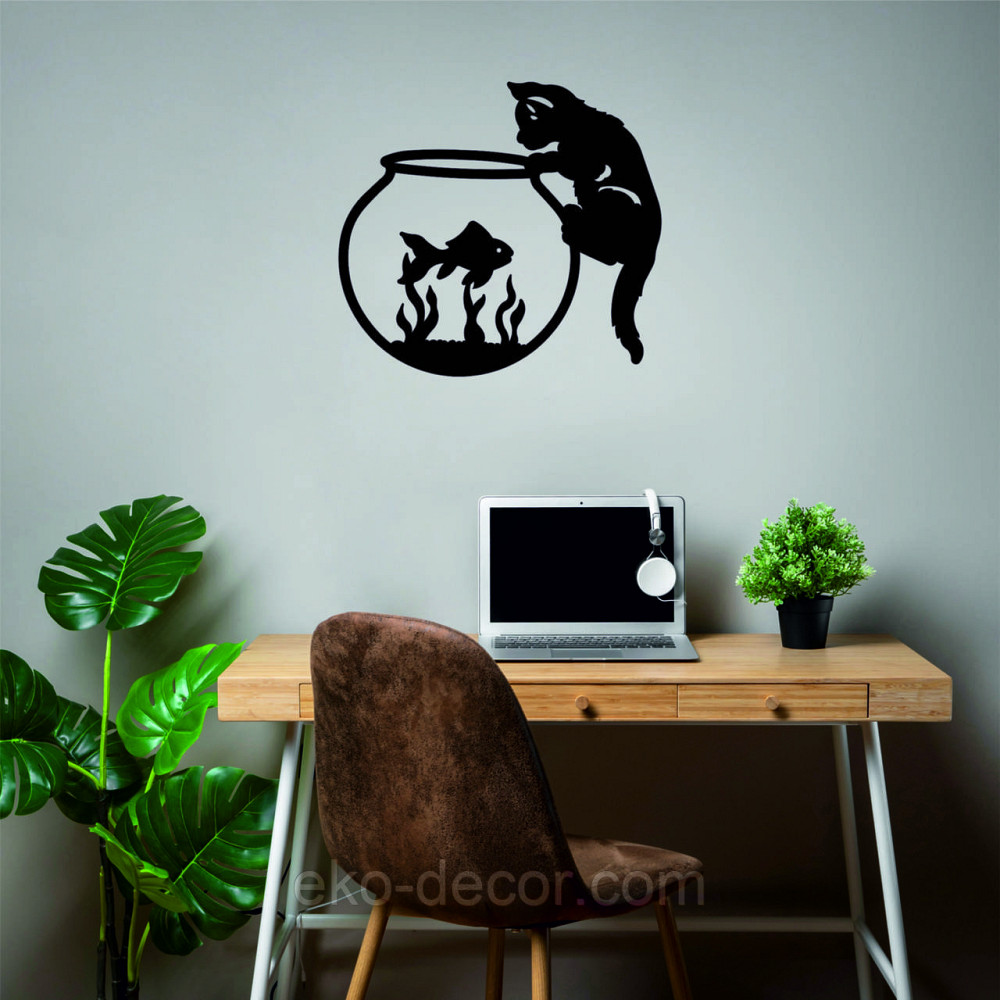 Декоративное настенное Панно «Кот» Декор на стену 70*63 см, Черный Киев - изображение 10