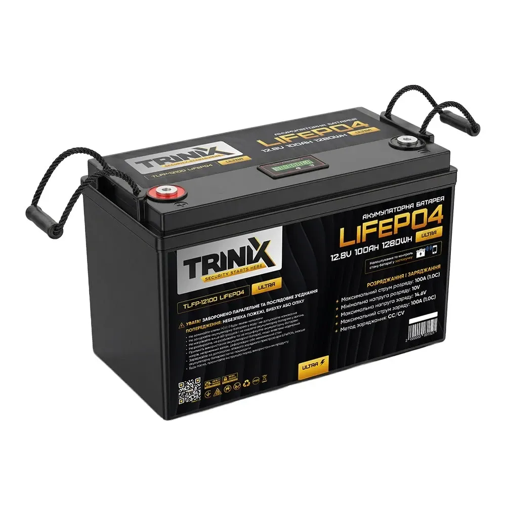 Акумуляторна батарея літій-залізо-фосфатна 12.8В 100А*год Trinix TLFP-12100 Ultra LiFePO4 з Bluetooth (Black) (44-00085) Київ - фото 11