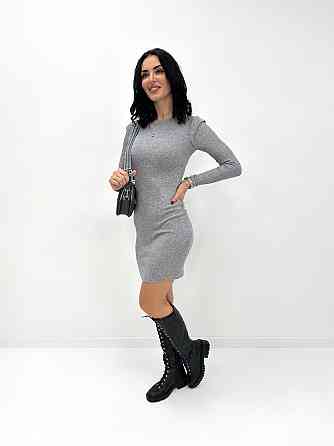 Тепла сукня рубчик "Hillary" оптом | Норма Сірий, 46-48 Київ