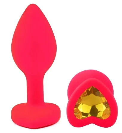Силиконовая анальная пробка EGZO - Silicone Pink Heart Plug Yellow, size S Sex Aura Киев