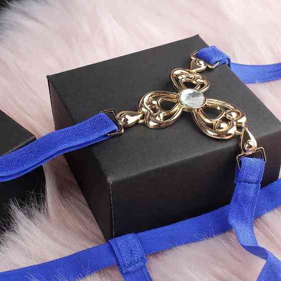 Еротичні стрінги з камінцями універсальний синій Київ