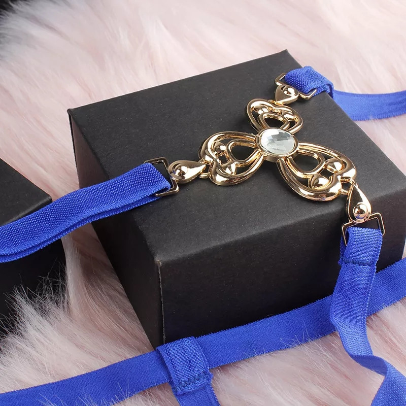 Еротичні стрінги з камінцями універсальний синій Київ - фото 4