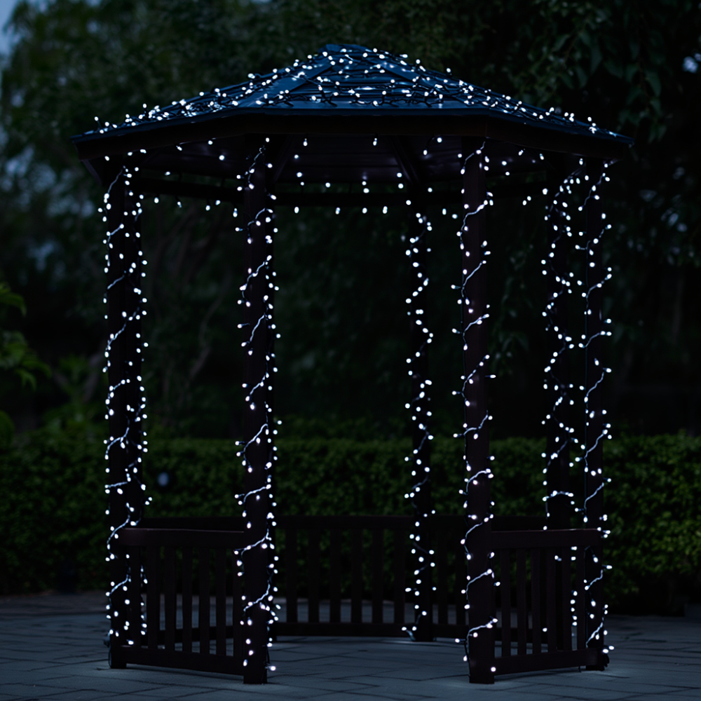 Вулична новорічна гирлянда 30 м, 300 LED, з сонячною батареєю Київ - фото 1