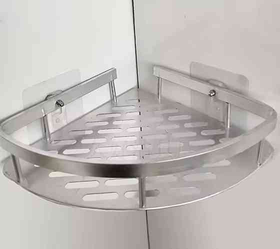 Угловая настенная полка для ванной алюминиевая 28 см серый Киев