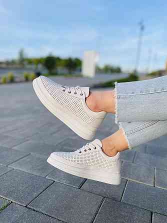 Lonza Жіночі кеди з натуральної шкіри білі весна - літо LONZA / Стильні кеди літні шкіряні р.38 Коломия