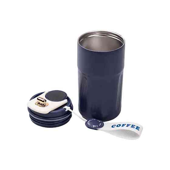 Термокружка Coffee с датчиком температуры, 500 мл, синяя Киев