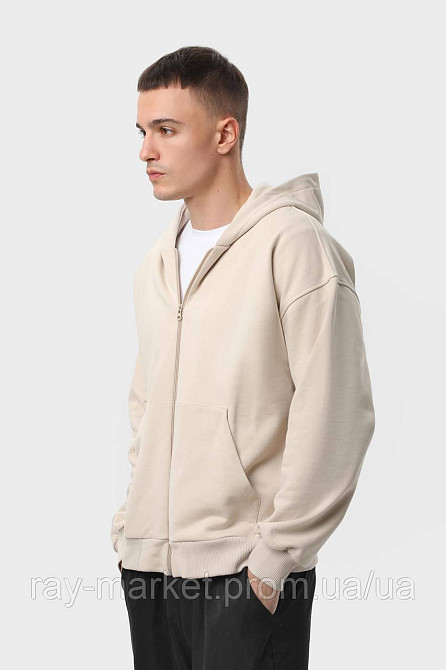 Худі на блискавці чоловіче базове RAY PREMIUM LOOSE бежеве (U0409М-Cream) M Київ - фото 2