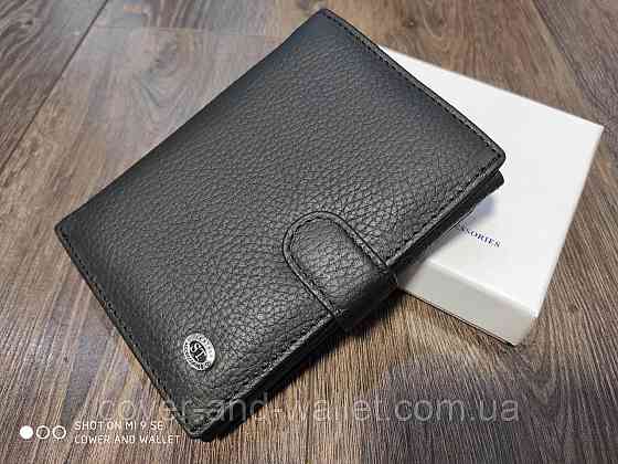 Мужское черное кожаное портмоне с отделением для документов ST Leather 101 Киев