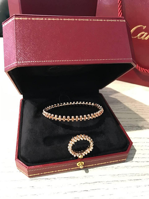 Cartier Комплект: браслет зубчики и кольцо зубчики в розовом золоте / Картье браслет и кольцо Одесса - изображение 1
