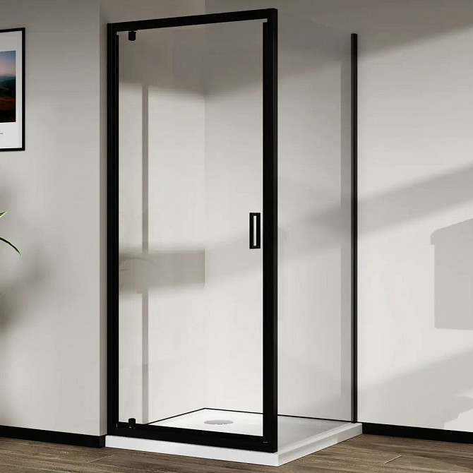 Скляна душова кабіна AVKO Glass RDJ06 90x90x190 Black перегородка для душу Київ - фото 1