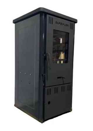 Піч-камін на дровах ALFA-PLAM ELITA 2 темна буржуйка 6 кВт до 40 м2 з варильною поверхнею верхній димохід Сербія Київ