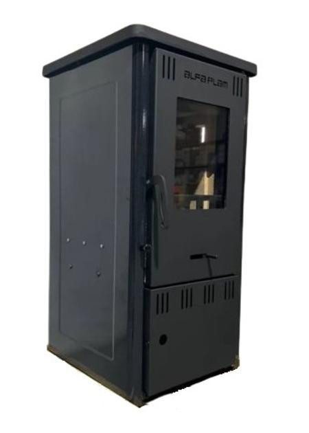 Печь-камин на дровах ALFA-PLAM ELITA 2 темная буржуйка 6 кВт до 40 м2 с варочной поверхностью верхний дымоход Сербия Тернополь - изображение 1