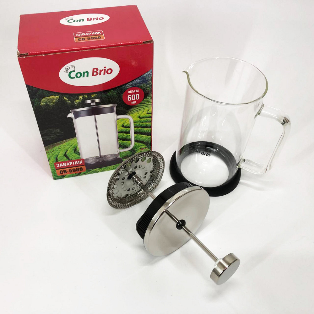 Френч прессы стекло Con Brio СВ-5960 600 мл, Френч-пресс для кухни для сервировки DS-42 Львов - изображение 2
