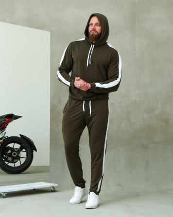 Костюм спортивний чоловічий лампаси весна Хакі-Білий S Харків