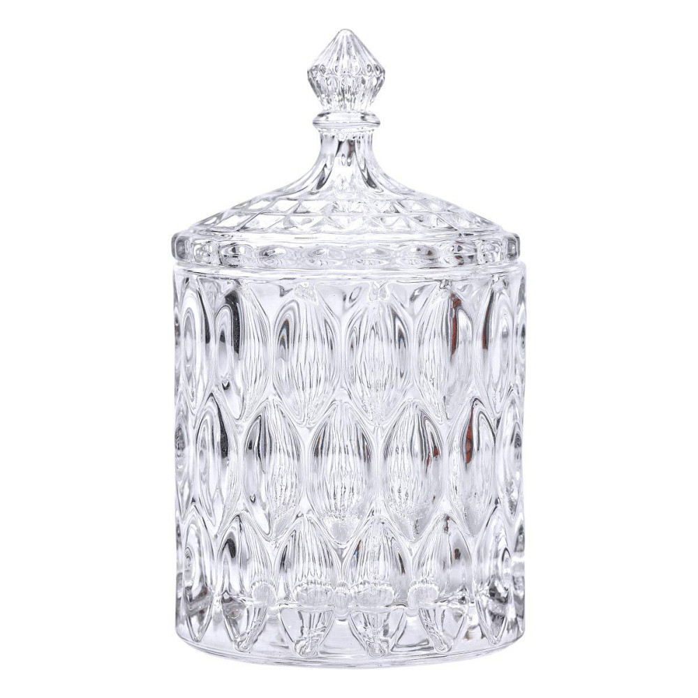 Конфетница с крышкой Ø 7.5 см ваза сахарница круглая стеклянная HP-4-102 Киев - изображение 2