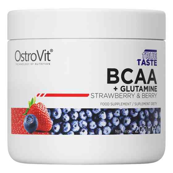 Амінокислотний комплекс Ostrovit BCAA + Glutamine 200 г, strawberry &amp; berry Луцьк