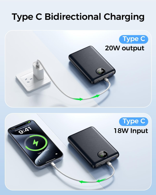 Повербанк LKOY 10000 мАг, 22,5 Вт, швидка зарядка PD 3.0/QC 3.0, 3 порти USB-A/USB-C, LED-дисплей, чорний Київ - фото 10