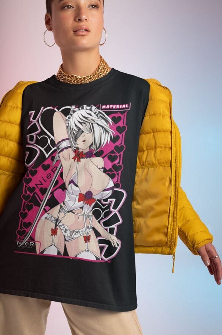 Футболка для хлопчика з аніме принтом Ніер Аутомата Йорха Аніме оверсайз (зріст від 165 до 180) Чорний AnimeJ1106m Дніпро - фото 3