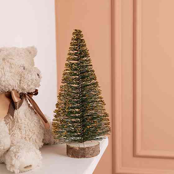 Новогодняя настольная елка золотая Стрела 25 см на деревянной подставке SOK-М-12-4 Киев