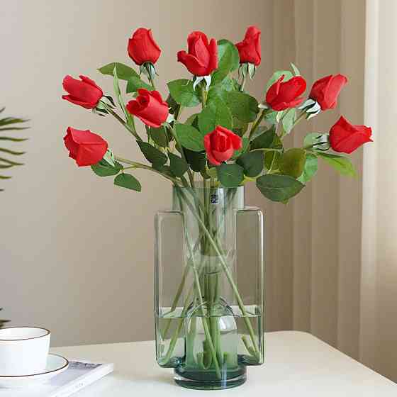 Искусственные розы 5 штук 44 см красный Киев