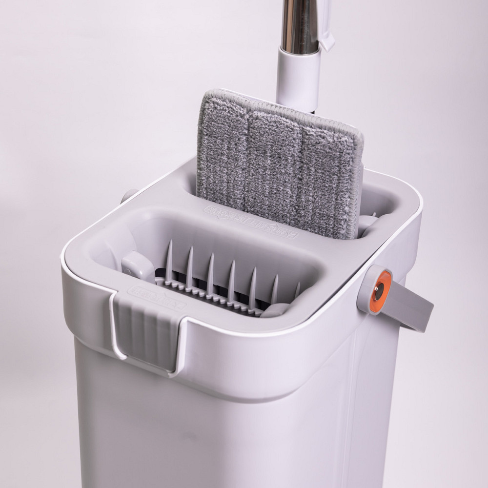 Набір для прибирання з плоскою шваброю та двосекційним відром з віджимом, насадка з мікрофібри, компактний HP-35015-19 Київ - фото 8